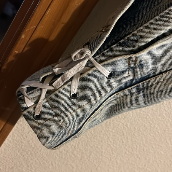 VTG Havoc Jean jacket with leather fringe size medium - Picture 7 of 9